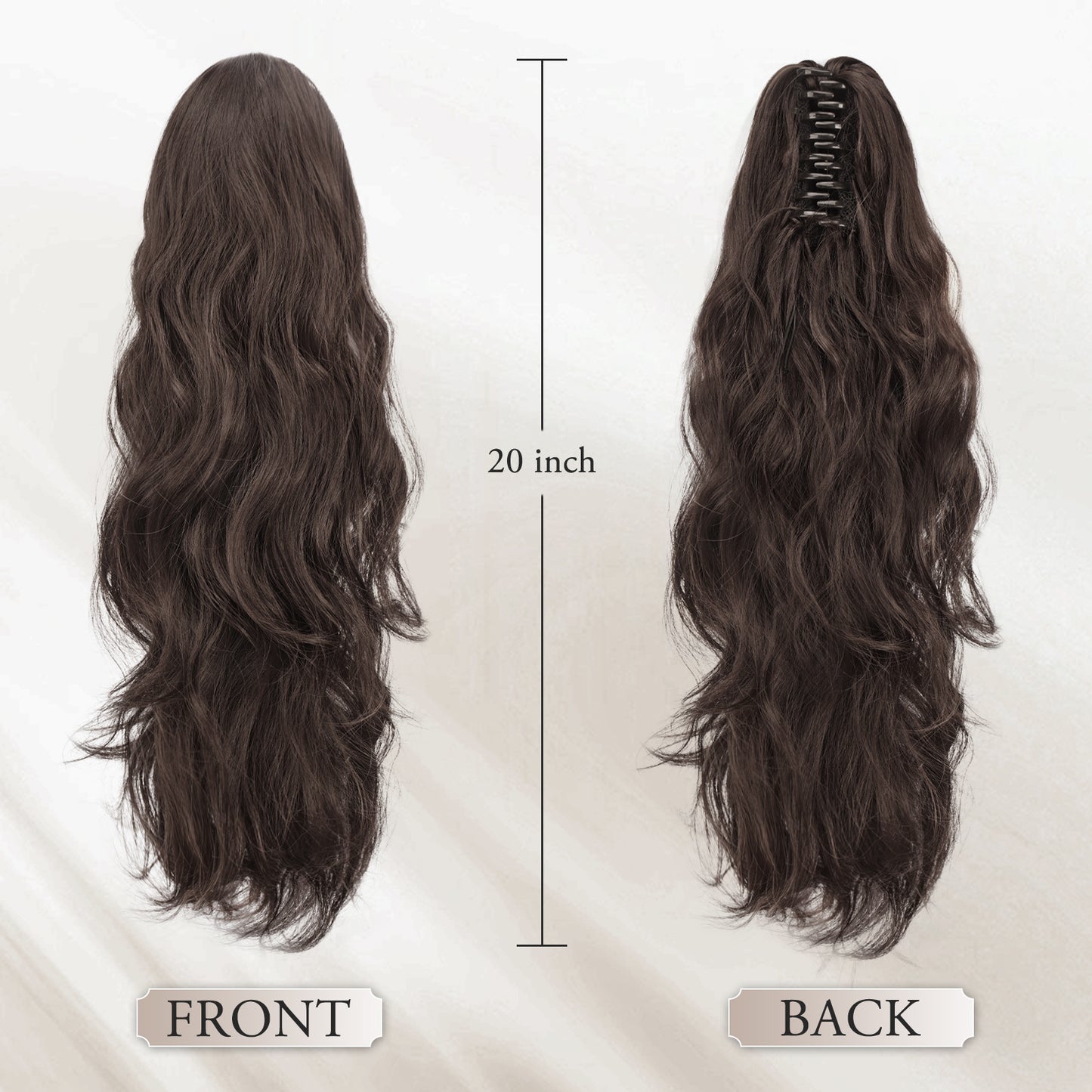 Pony Tail Hair Extainson, Ponytail Extension Claw Clip in Hair Extensions Ponytail 20" Wavy Ponytail Wig Curly Synthetic Fake Hair