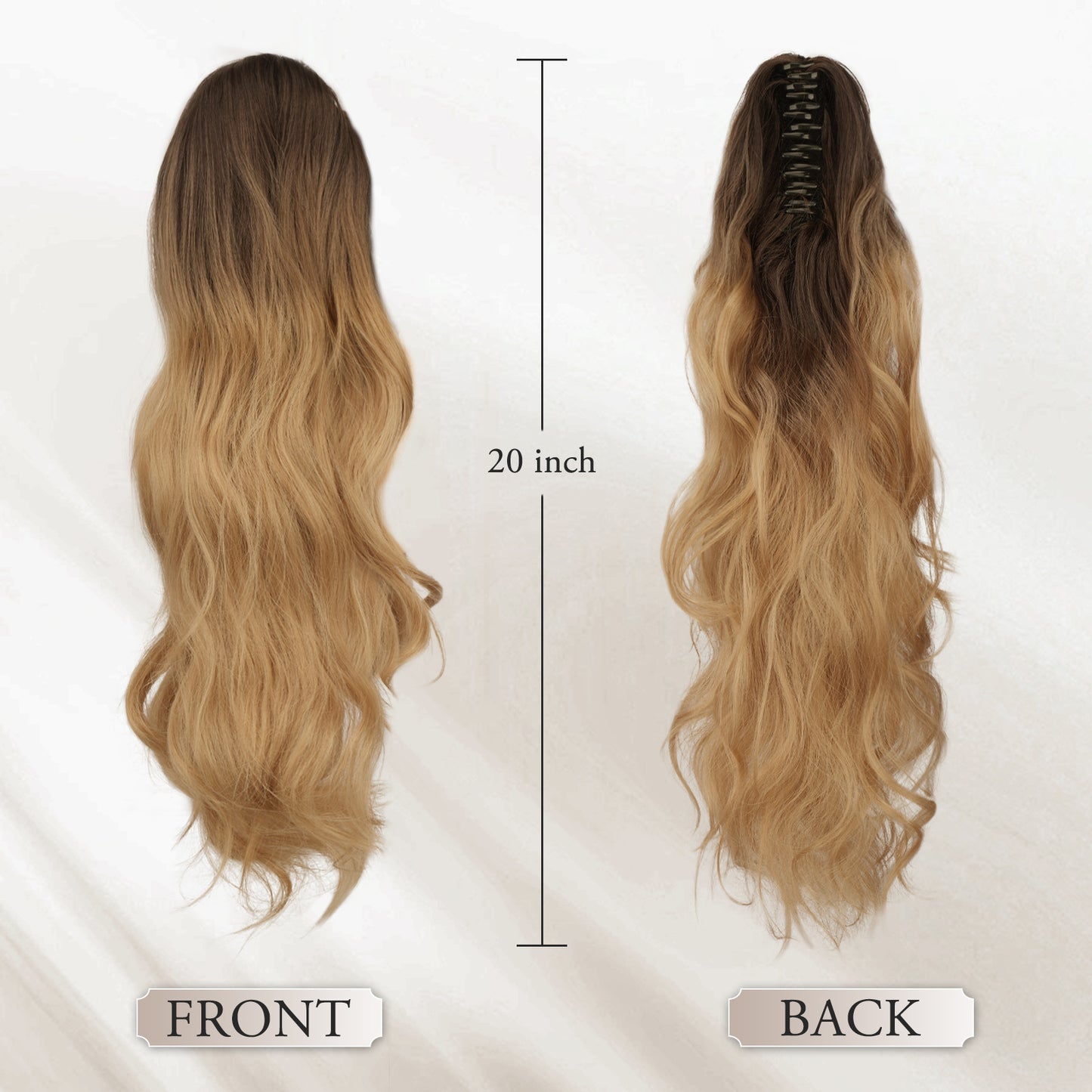 Pony Tail Hair Extainson, Ponytail Extension Claw Clip in Hair Extensions Ponytail 20" Wavy Ponytail Wig Curly Synthetic Fake Hair