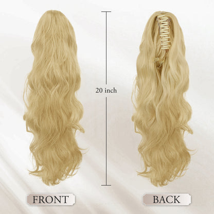 Pony Tail Hair Extainson, Ponytail Extension Claw Clip in Hair Extensions Ponytail 20" Wavy Ponytail Wig Curly Synthetic Fake Hair