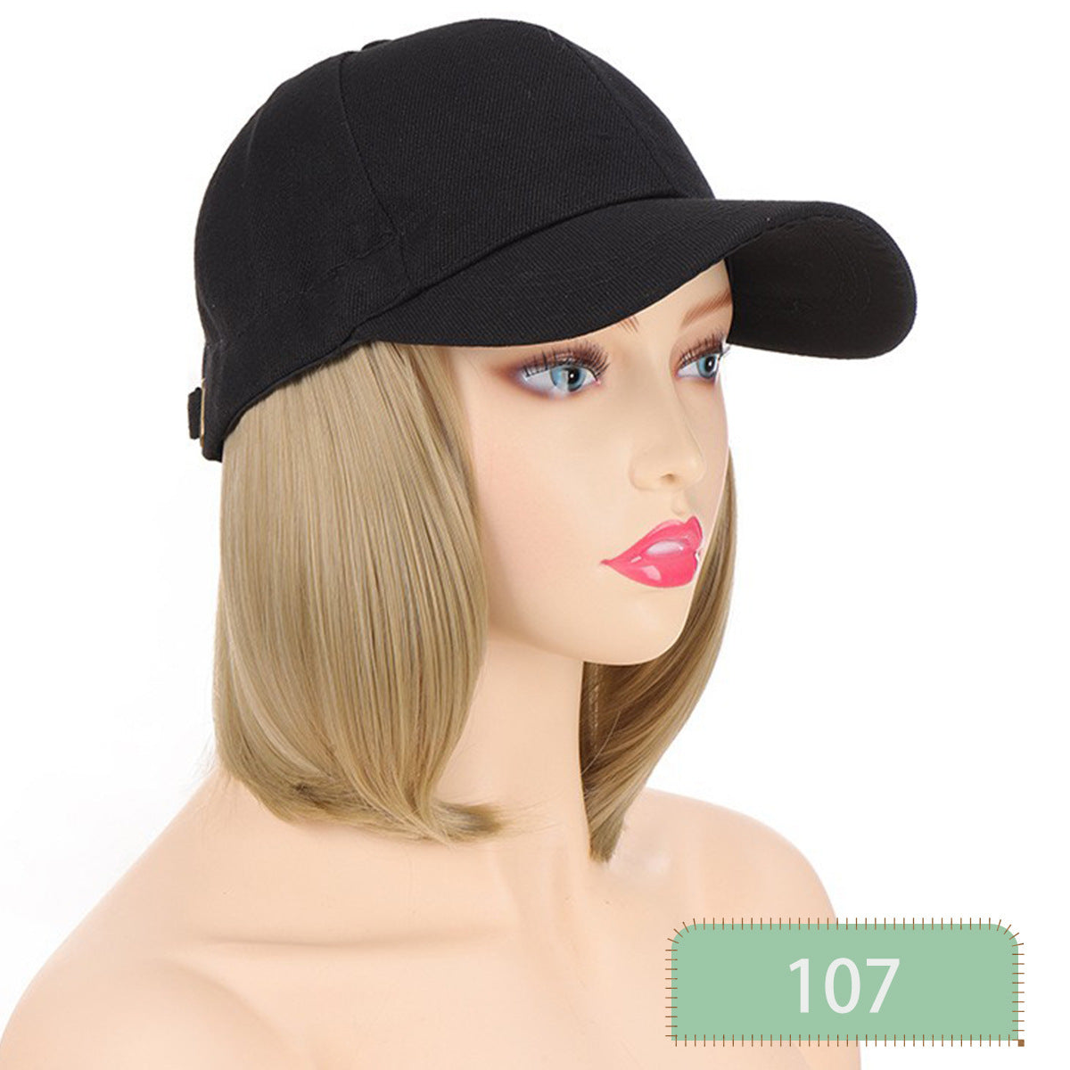 Hat Wigs Short Straight Bob Hair Wig With Baseball Hat For Women Girls Synthetic Heat Resistant Hair Wigs With Adjustable Hat