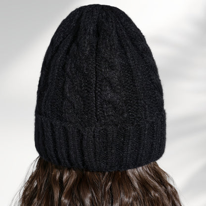 Women'S Long Wavy Curly Hair Topper with Faux Fur Pom Pom Beanie Hat for Winter Warmth and Style