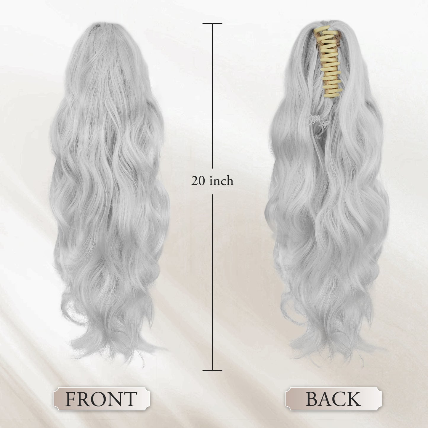 Pony Tail Hair Extainson, Ponytail Extension Claw Clip in Hair Extensions Ponytail 20" Wavy Ponytail Wig Curly Synthetic Fake Hair