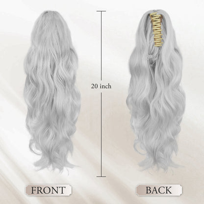 Pony Tail Hair Extainson, Ponytail Extension Claw Clip in Hair Extensions Ponytail 20" Wavy Ponytail Wig Curly Synthetic Fake Hair