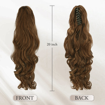Pony Tail Hair Extainson, Ponytail Extension Claw Clip in Hair Extensions Ponytail 20" Wavy Ponytail Wig Curly Synthetic Fake Hair