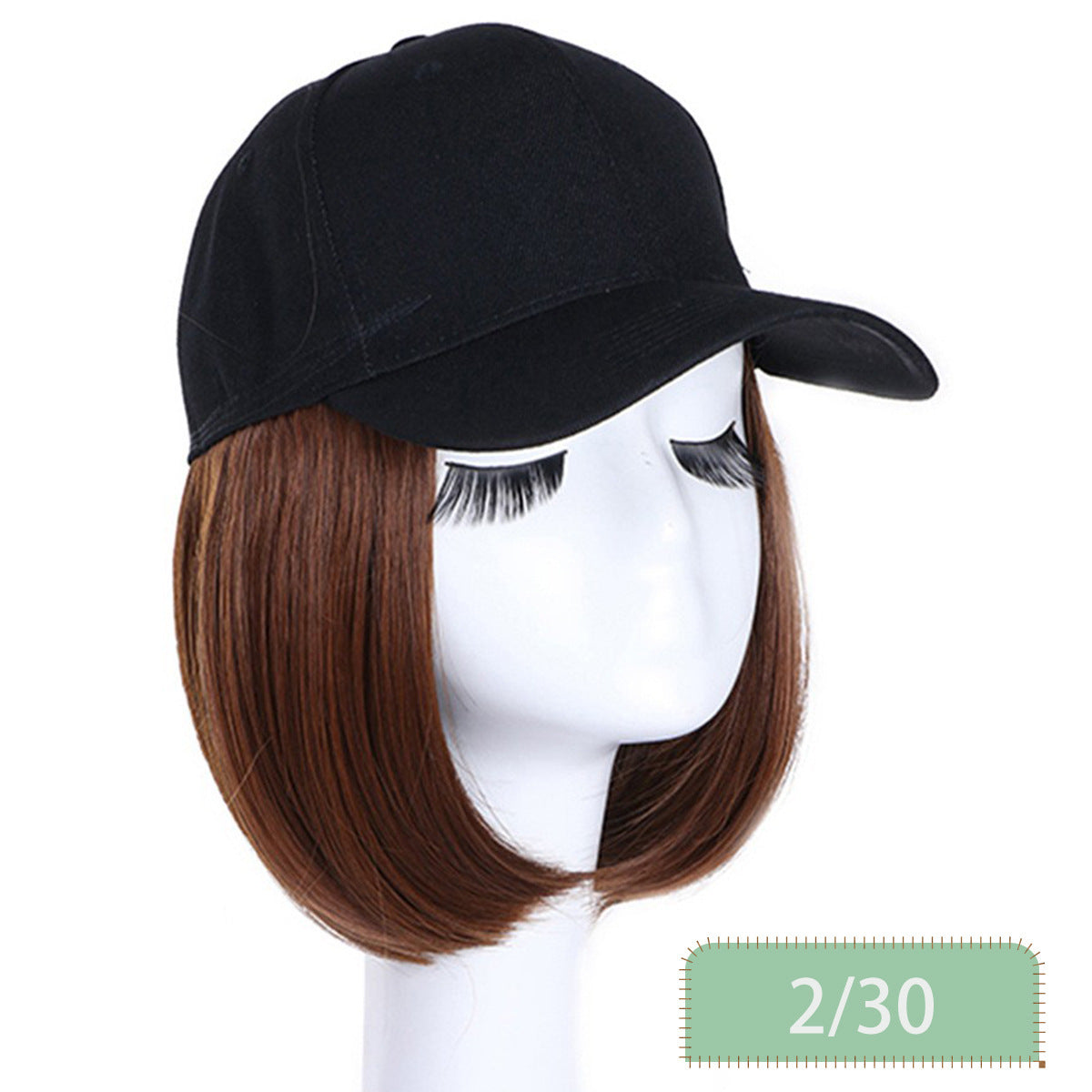 Hat Wigs Short Straight Bob Hair Wig With Baseball Hat For Women Girls Synthetic Heat Resistant Hair Wigs With Adjustable Hat