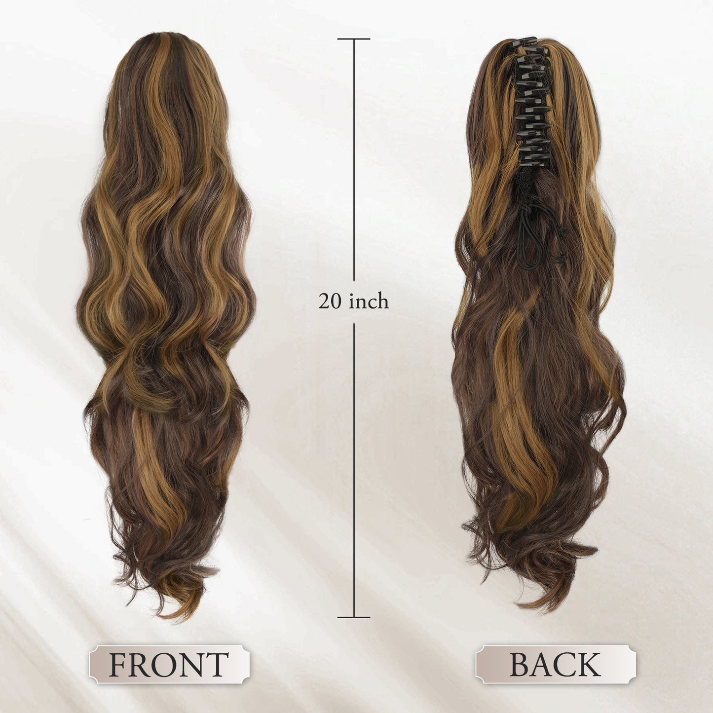 Pony Tail Hair Extainson, Ponytail Extension Claw Clip in Hair Extensions Ponytail 20" Wavy Ponytail Wig Curly Synthetic Fake Hair