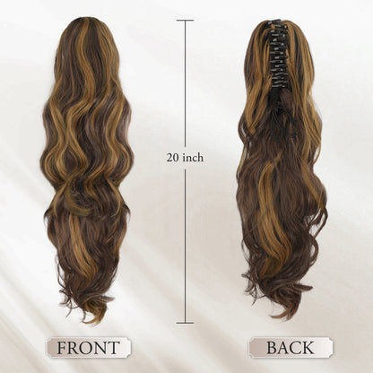 Pony Tail Hair Extainson, Ponytail Extension Claw Clip in Hair Extensions Ponytail 20" Wavy Ponytail Wig Curly Synthetic Fake Hair
