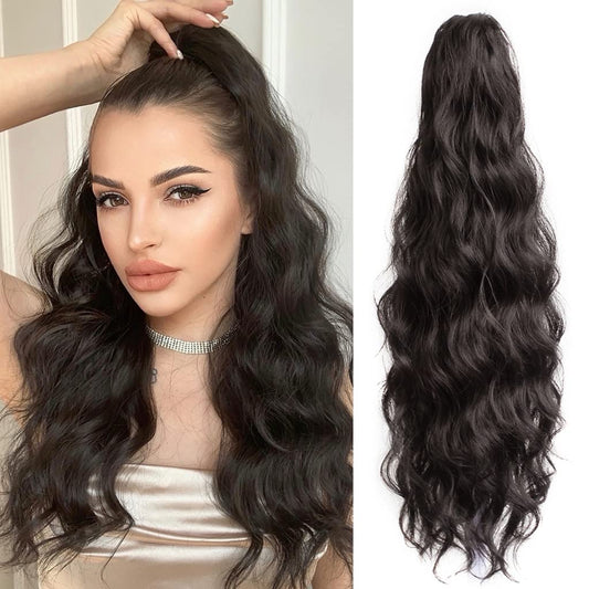 Pony Tail Hair Extainson, Ponytail Extension Claw Clip in Hair Extensions Ponytail 20" Wavy Ponytail Wig Curly Synthetic Fake Hair