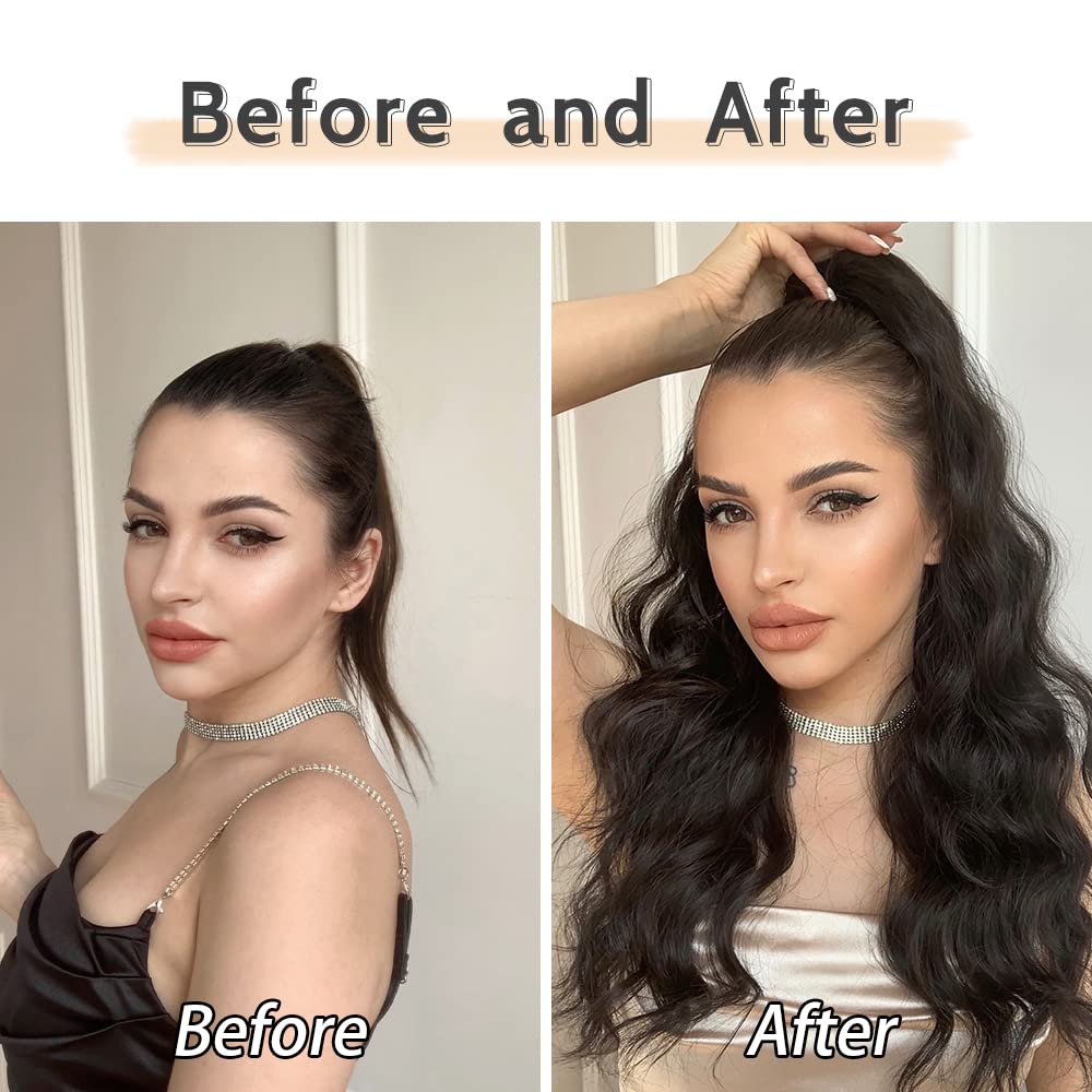 Pony Tail Hair Extainson, Ponytail Extension Claw Clip in Hair Extensions Ponytail 20" Wavy Ponytail Wig Curly Synthetic Fake Hair