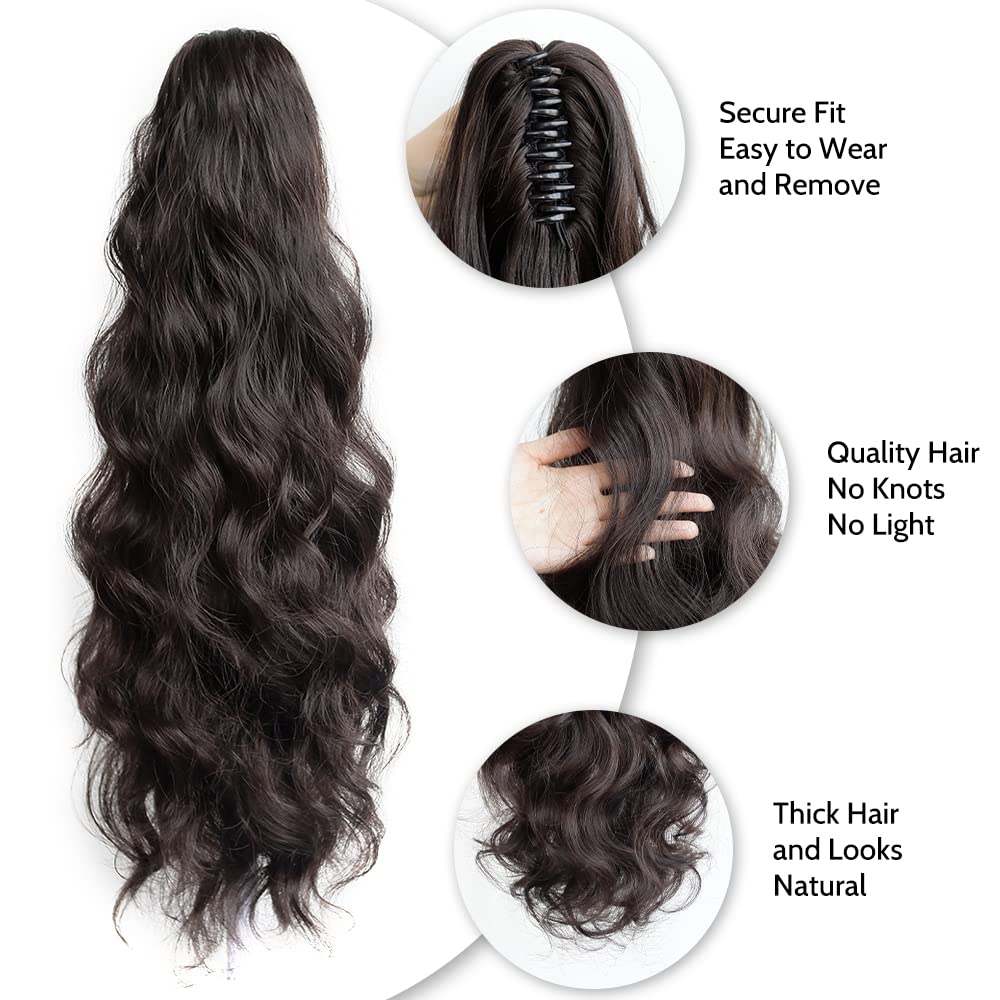 Pony Tail Hair Extainson, Ponytail Extension Claw Clip in Hair Extensions Ponytail 20" Wavy Ponytail Wig Curly Synthetic Fake Hair