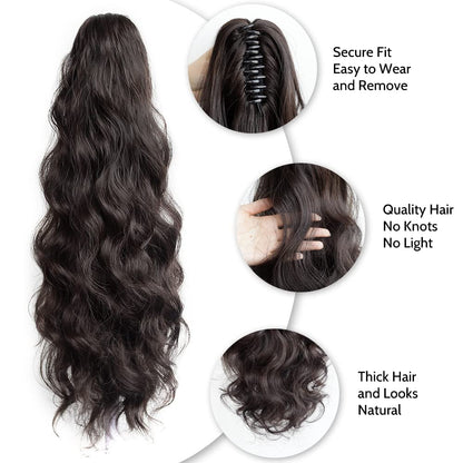 Pony Tail Hair Extainson, Ponytail Extension Claw Clip in Hair Extensions Ponytail 20" Wavy Ponytail Wig Curly Synthetic Fake Hair