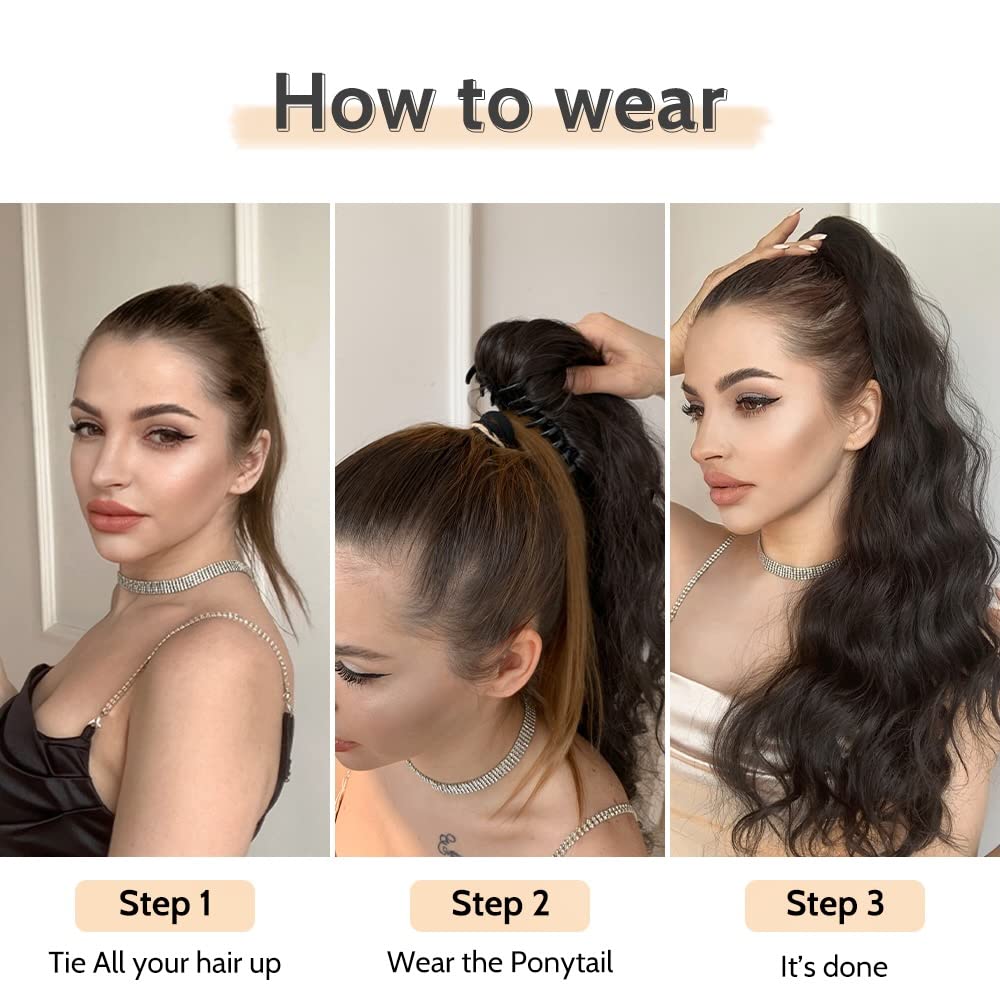 Pony Tail Hair Extainson, Ponytail Extension Claw Clip in Hair Extensions Ponytail 20" Wavy Ponytail Wig Curly Synthetic Fake Hair