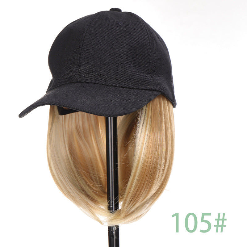 Hat Wigs Short Straight Bob Hair Wig With Baseball Hat For Women Girls Synthetic Heat Resistant Hair Wigs With Adjustable Hat