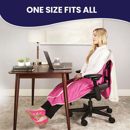 The Original Office Chair Blanket; Cozy Comfy Office Desk Chair Wrap Attaches for Convenient Heat and Hands-Free. Stay Warm In The Winter or Summer. Sherpa Fur Lining