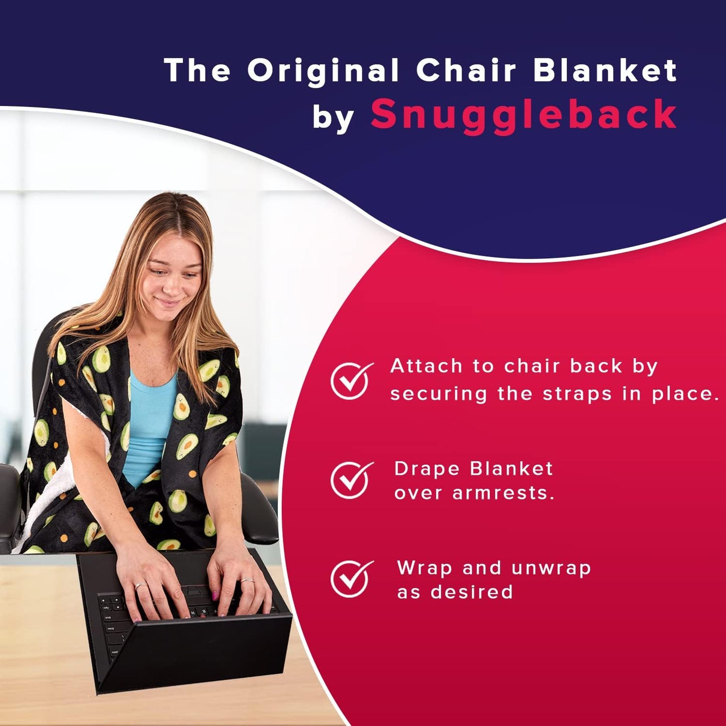 The Original Office Chair Blanket; Cozy Comfy Office Desk Chair Wrap Attaches for Convenient Heat and Hands-Free. Stay Warm In The Winter or Summer. Sherpa Fur Lining