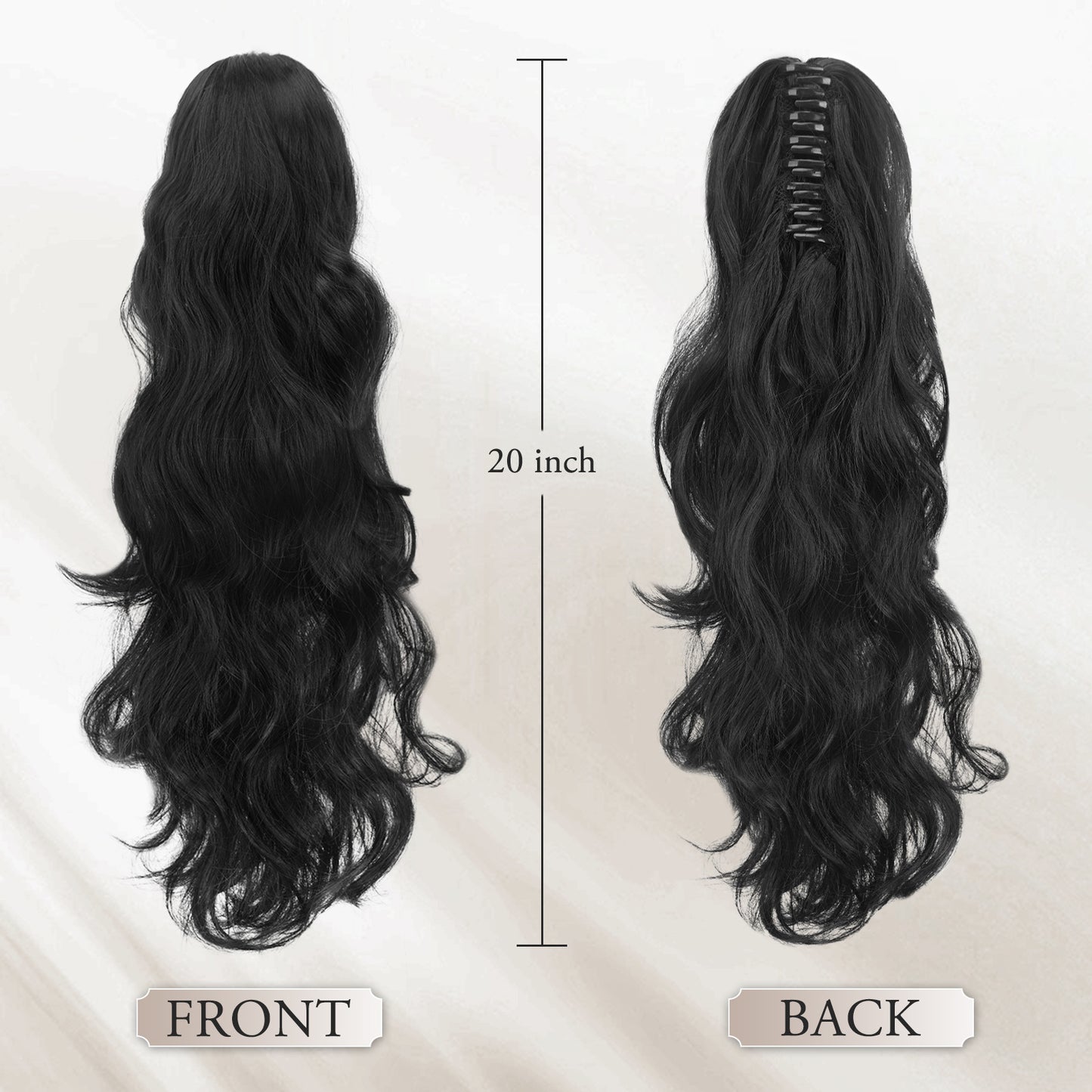 Pony Tail Hair Extainson, Ponytail Extension Claw Clip in Hair Extensions Ponytail 20" Wavy Ponytail Wig Curly Synthetic Fake Hair