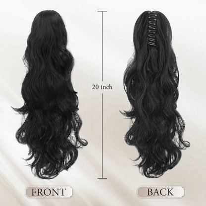 Pony Tail Hair Extainson, Ponytail Extension Claw Clip in Hair Extensions Ponytail 20" Wavy Ponytail Wig Curly Synthetic Fake Hair