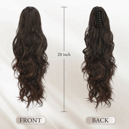 Pony Tail Hair Extainson, Ponytail Extension Claw Clip in Hair Extensions Ponytail 20" Wavy Ponytail Wig Curly Synthetic Fake Hair