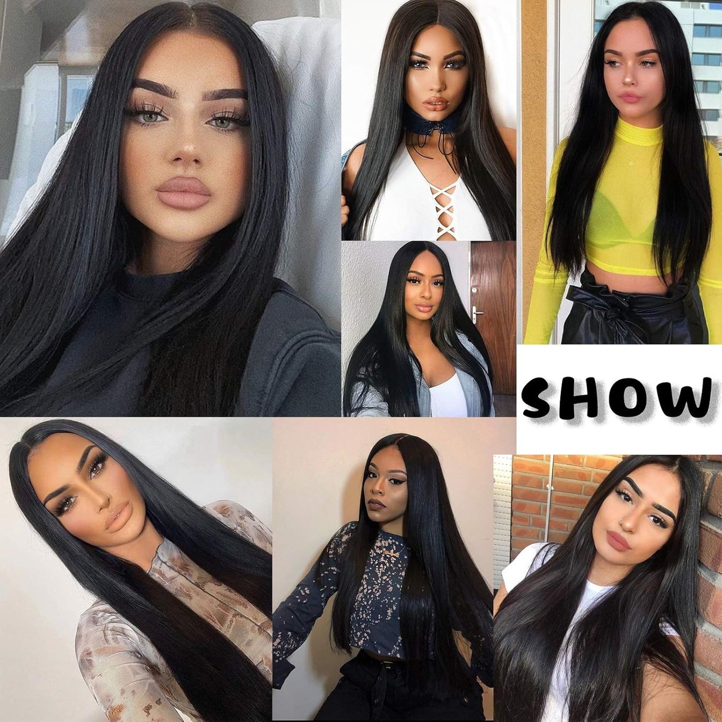 Long Straight Black Wigs for Women, Synthetic Black Straight Wig, Looking Natural Black Long Hair Wigs 30 inch