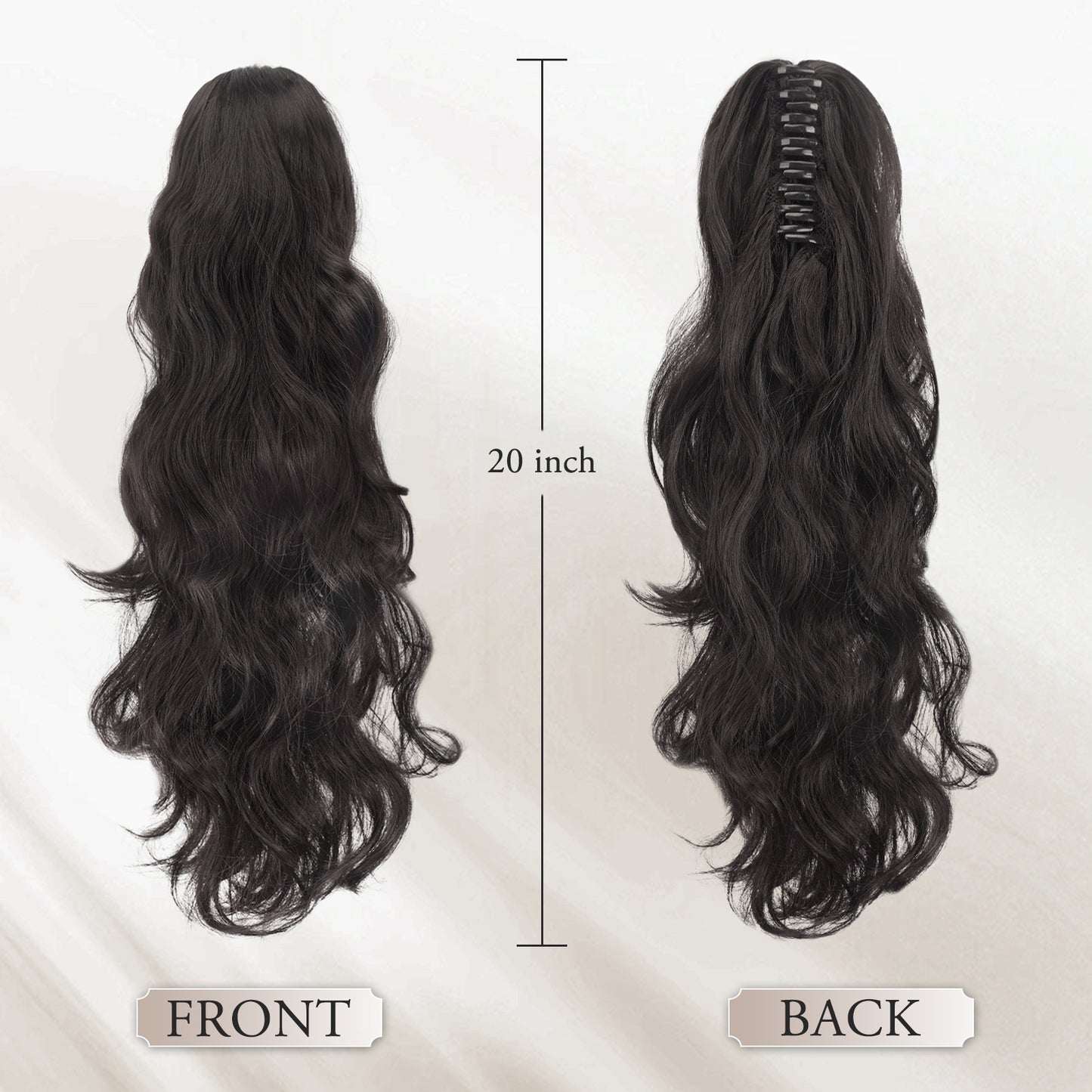 Pony Tail Hair Extainson, Ponytail Extension Claw Clip in Hair Extensions Ponytail 20" Wavy Ponytail Wig Curly Synthetic Fake Hair