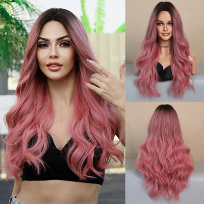 Diverse Styles Offered Women's Fashionable European & American Middle Part Ombre Long Curly Wig Set Big Waves Synthetic Wig for Daily Glamour & Fashionable Moments