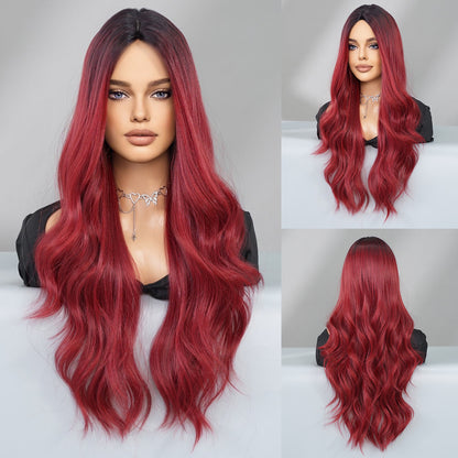 Diverse Styles Offered Women's Fashionable European & American Middle Part Ombre Long Curly Wig Set Big Waves Synthetic Wig for Daily Glamour & Fashionable Moments