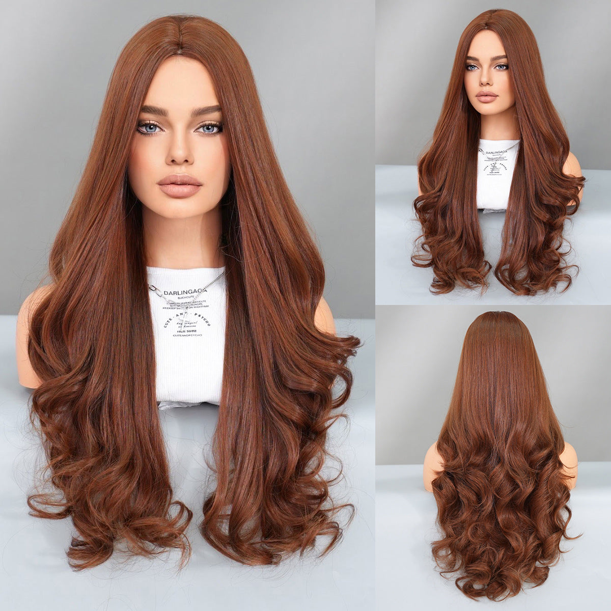 Diverse Styles Offered Women's Fashionable European & American Middle Part Ombre Long Curly Wig Set Big Waves Synthetic Wig for Daily Glamour & Fashionable Moments