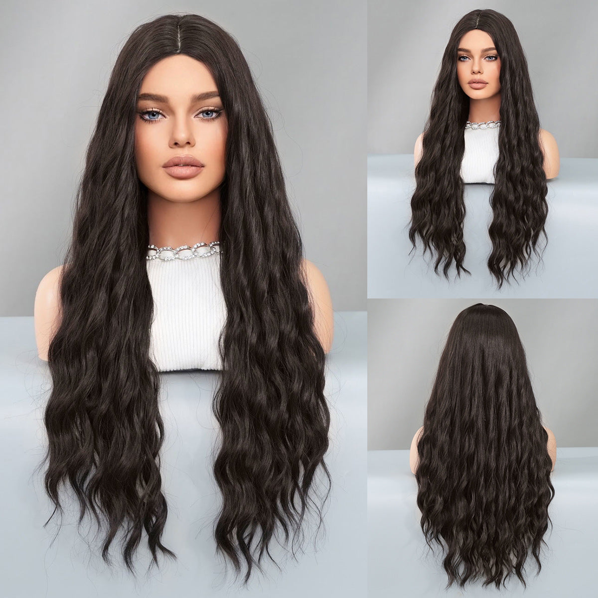 Diverse Styles Offered Women's Fashionable European & American Middle Part Ombre Long Curly Wig Set Big Waves Synthetic Wig for Daily Glamour & Fashionable Moments