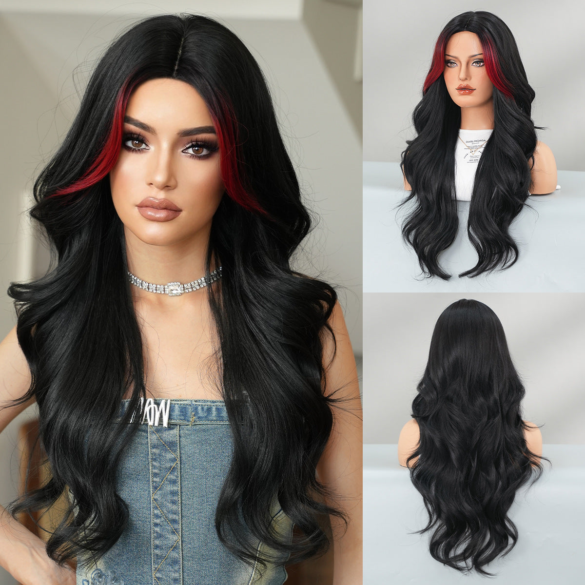 Diverse Styles Offered Women's Fashionable European & American Middle Part Ombre Long Curly Wig Set Big Waves Synthetic Wig for Daily Glamour & Fashionable Moments