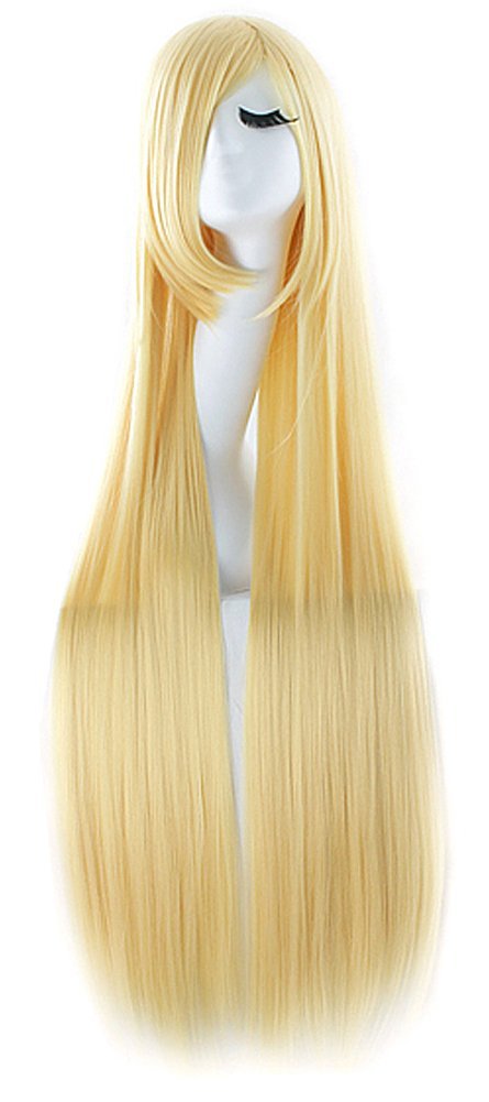 40 Inch / 100 cm Oblique Bangs Anime Costume Long Straight Cosplay Wig Party Wig (22 Colors)