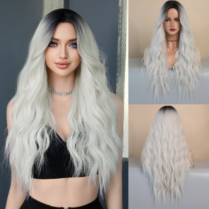 Diverse Styles Offered Women's Fashionable European & American Middle Part Ombre Long Curly Wig Set Big Waves Synthetic Wig for Daily Glamour & Fashionable Moments