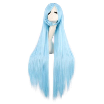 40 Inch / 100 cm Oblique Bangs Anime Costume Long Straight Cosplay Wig Party Wig (22 Colors)