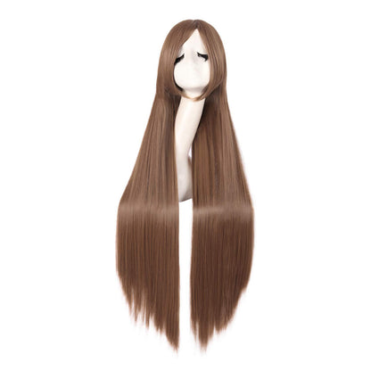 40 Inch / 100 cm Oblique Bangs Anime Costume Long Straight Cosplay Wig Party Wig (22 Colors)