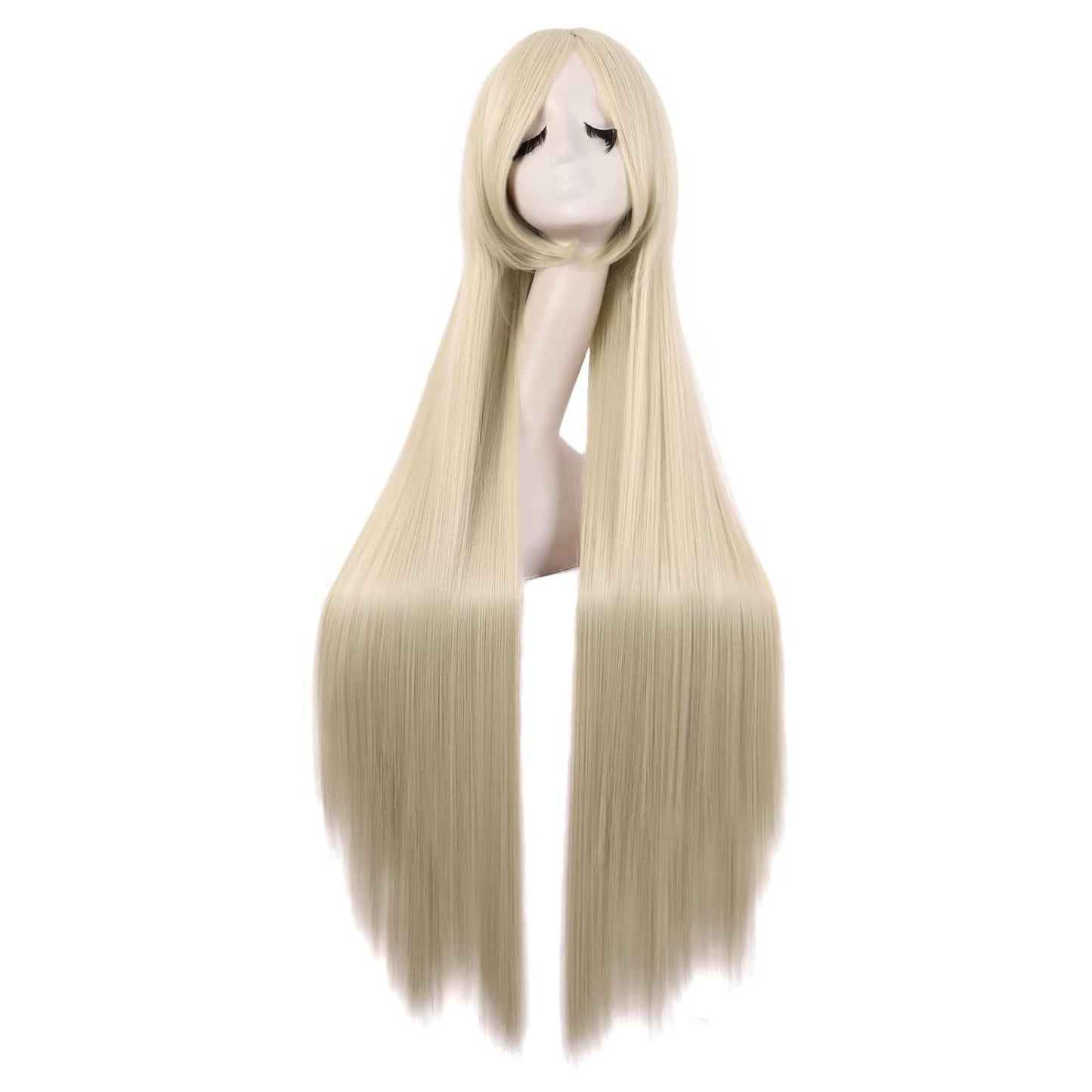 40 Inch / 100 cm Oblique Bangs Anime Costume Long Straight Cosplay Wig Party Wig (22 Colors)