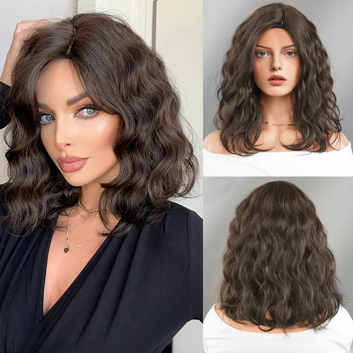 Women's Alluring Medium-Length Curly and Bob Wig Assortment, a Perfect Synthetic Hairpiece for Both Daily Decoration and Fashionable Statements