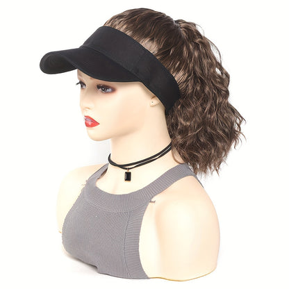 Women's High Temperature Fiber Synthetic Curly Wave Ponytail Wig with Adjustable Buckle Net Baseball Cap - Sporty Sun-Protective Style Suitable for All People