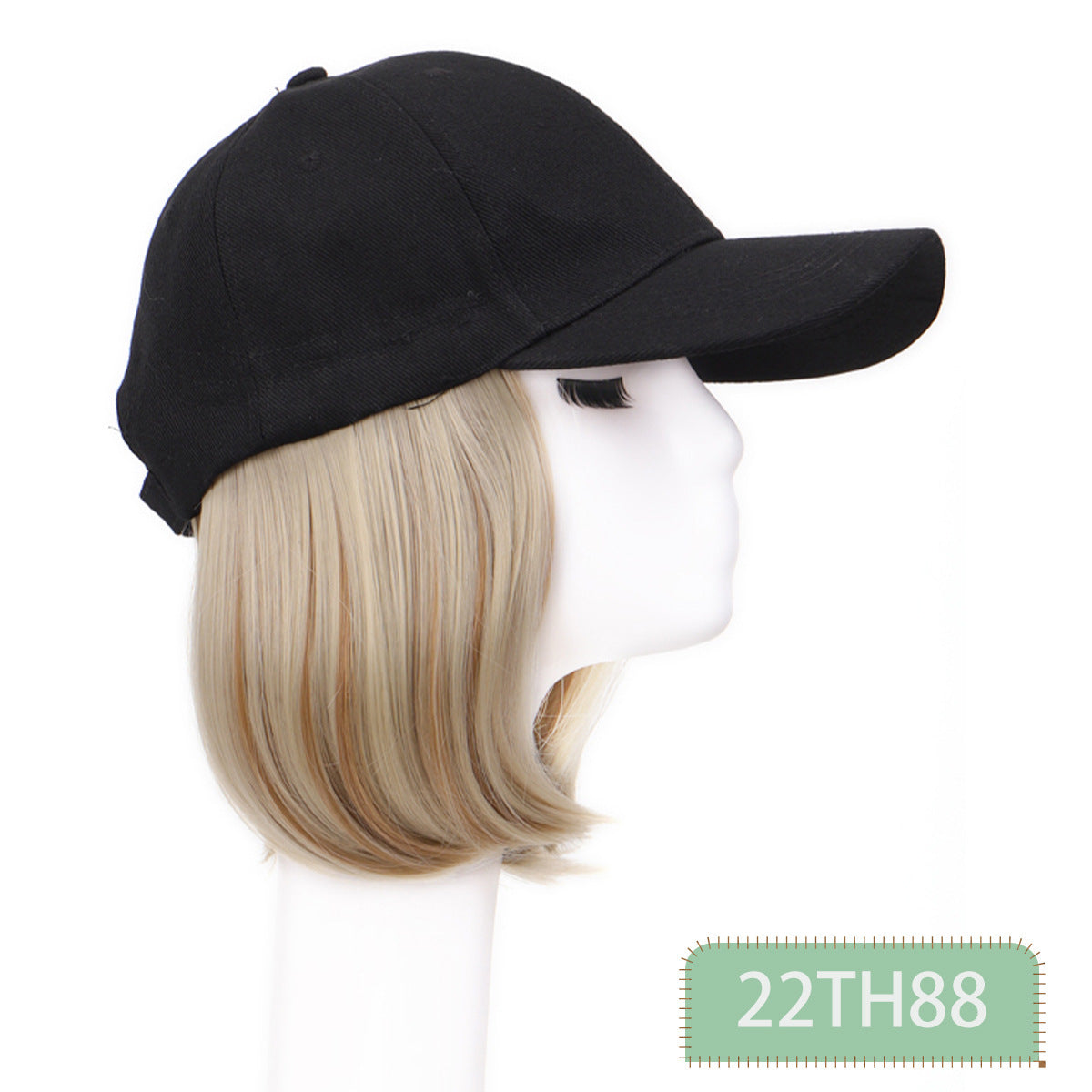 Hat Wigs Short Straight Bob Hair Wig With Baseball Hat For Women Girls Synthetic Heat Resistant Hair Wigs With Adjustable Hat