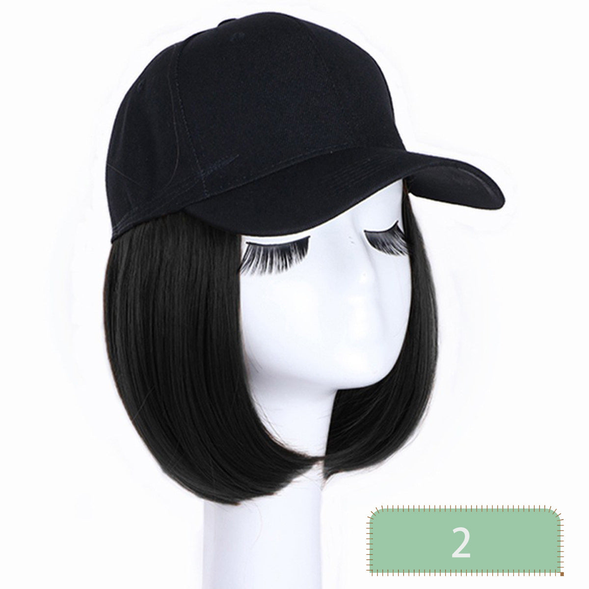 Hat Wigs Short Straight Bob Hair Wig With Baseball Hat For Women Girls Synthetic Heat Resistant Hair Wigs With Adjustable Hat