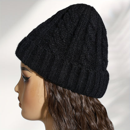 Women'S Long Wavy Curly Hair Topper with Faux Fur Pom Pom Beanie Hat for Winter Warmth and Style