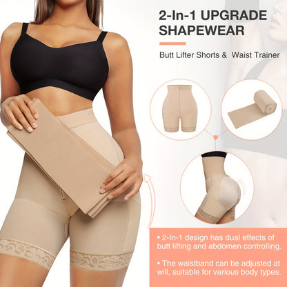 2 In 1 Women Tummy Trimmer Control Waist Trainer, Women Body Shaper Shapewear