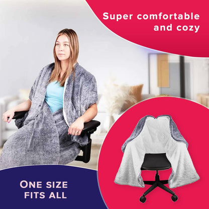 The Original Office Chair Blanket; Cozy Comfy Office Desk Chair Wrap Attaches for Convenient Heat and Hands-Free. Stay Warm In The Winter or Summer. Sherpa Fur Lining