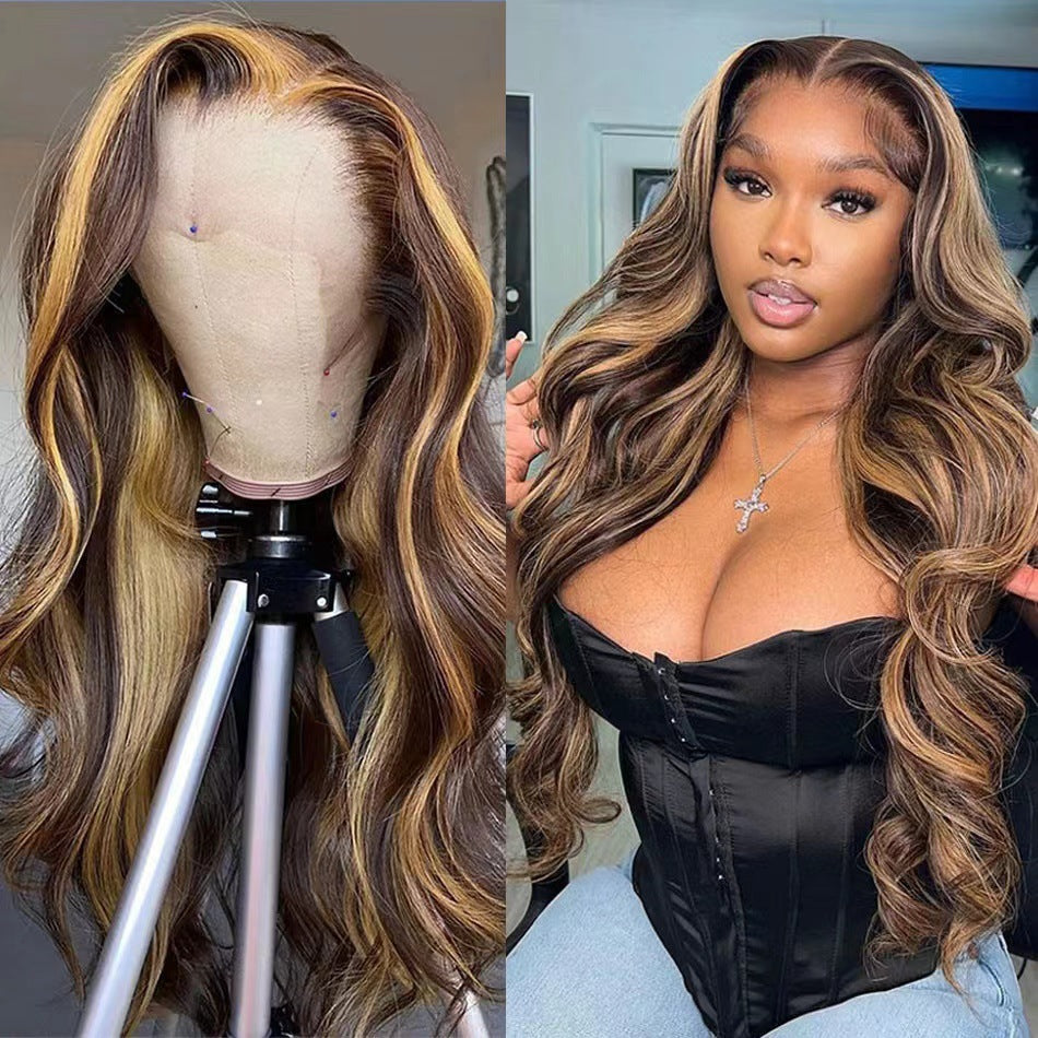 24 Inch Highlight Body Wave HD Transparent Lace Front Wigs Human Hair Honey Blonde Body Wave Lace Frontal Wig For Women