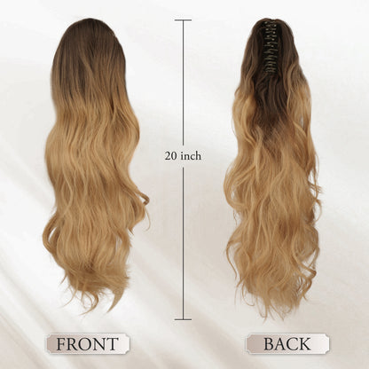 Pony Tail Hair Extainson, Ponytail Extension Claw Clip in Hair Extensions Ponytail 20" Wavy Ponytail Wig Curly Synthetic Fake Hair