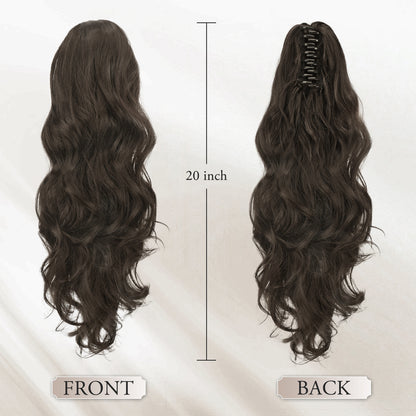 Pony Tail Hair Extainson, Ponytail Extension Claw Clip in Hair Extensions Ponytail 20" Wavy Ponytail Wig Curly Synthetic Fake Hair