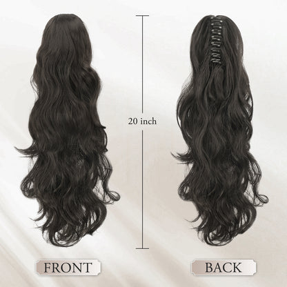 Pony Tail Hair Extainson, Ponytail Extension Claw Clip in Hair Extensions Ponytail 20" Wavy Ponytail Wig Curly Synthetic Fake Hair